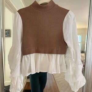 Anthropologie Ribbed Tan Sweater